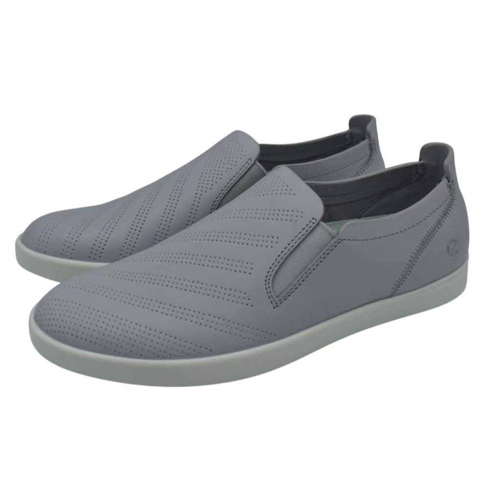 ECCO EU 38 US 7-7.5 Travel Perforated Concrete Leather Slip On Sneakers Shoes